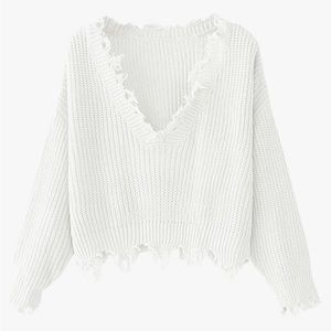 VICI Women's Long Sleeve V-Neck Knit Sweater Crop